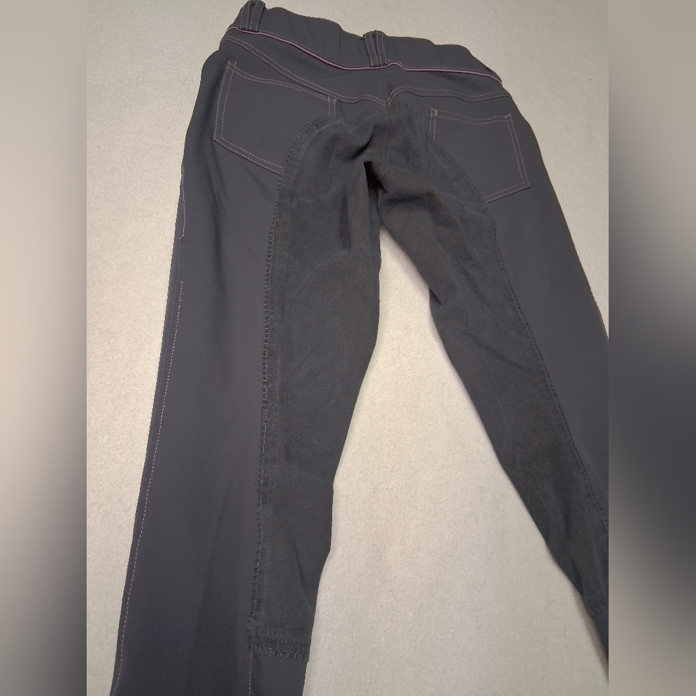 Elation Platinum Womens Breeches Riding Pants with Pink Stitching - Picture 5 of 12